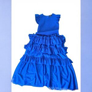 ME+EM Blue Ruffled Mini Skirt Size 6